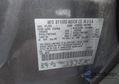 2003 Ford Escape Xlt from USA, damaged, VIN 1FMYU93113KB94431